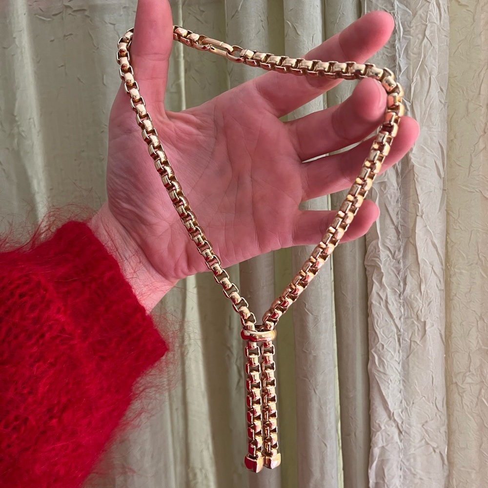 Gold Plated Lariat Necklace - Bolo Tie Style